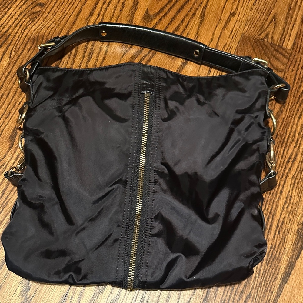 Kate Landry Black Shoulder Bag with Gold Hardware